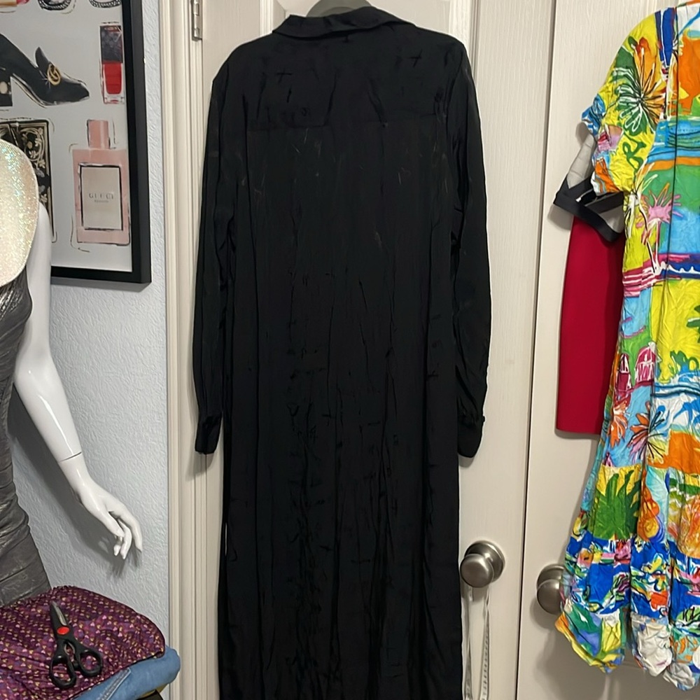 All Saints Tilly Valentine Black Asymmetric Midi Dress Gothic Minimalist Goth - Picture 4 of 7